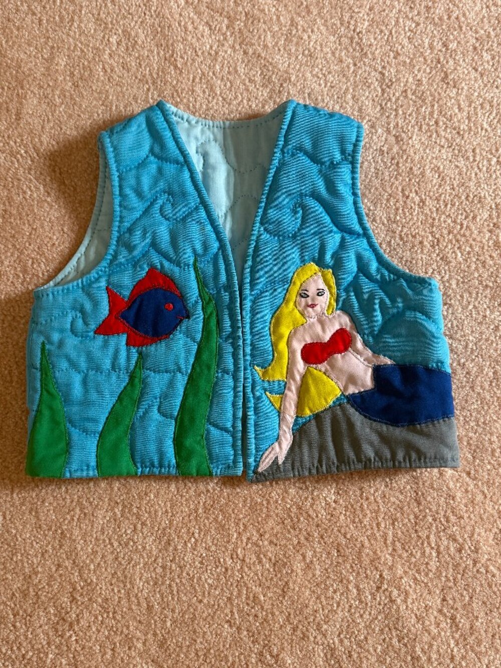 Handmade Under the Sea Quilted Mermaid Vest - fits size 2T-4T